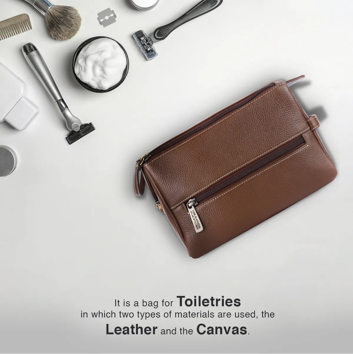 Premium Leather Toiletry Bag For Men And Women