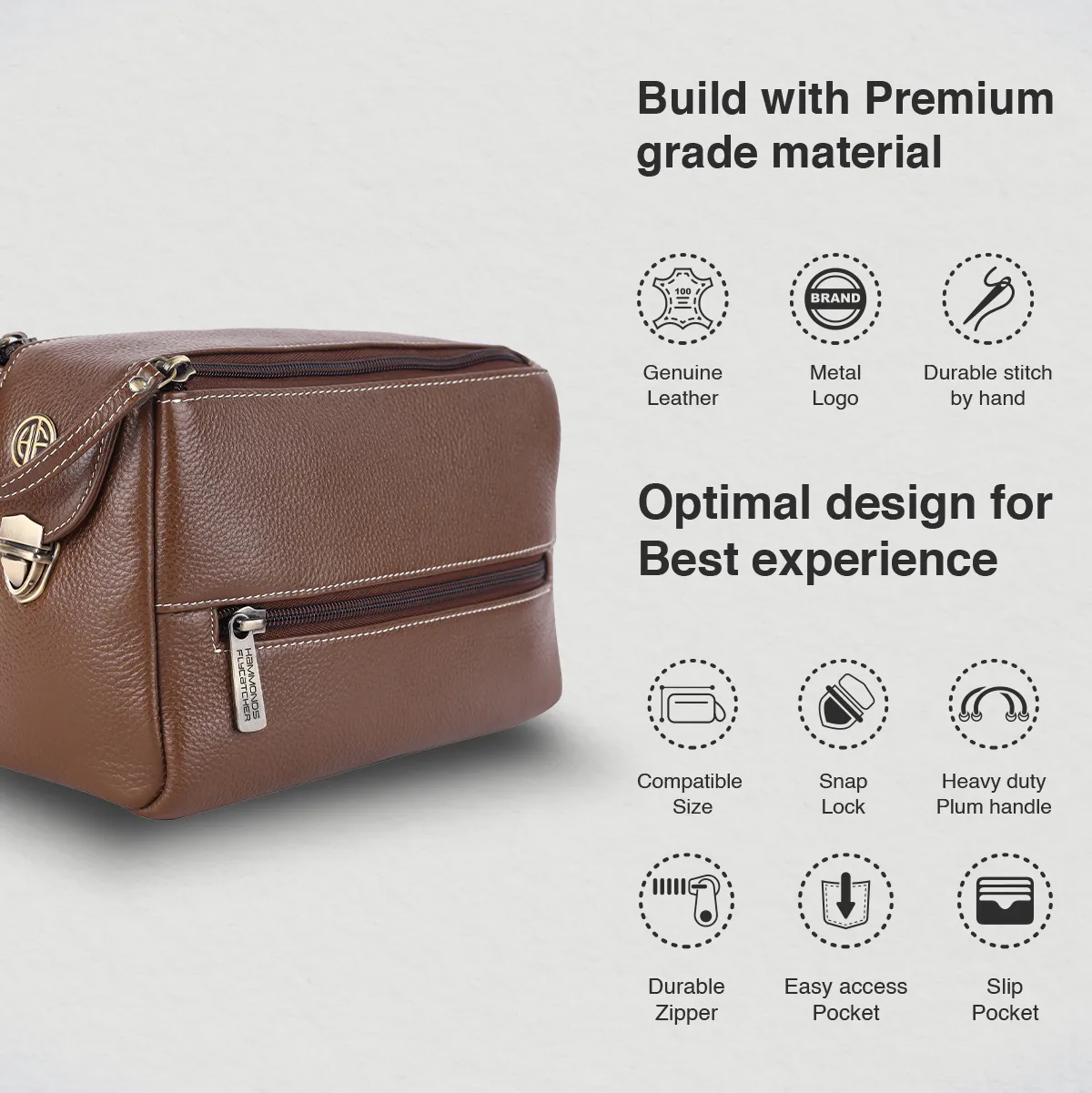 Premium Leather Toiletry Bag For Men And Women