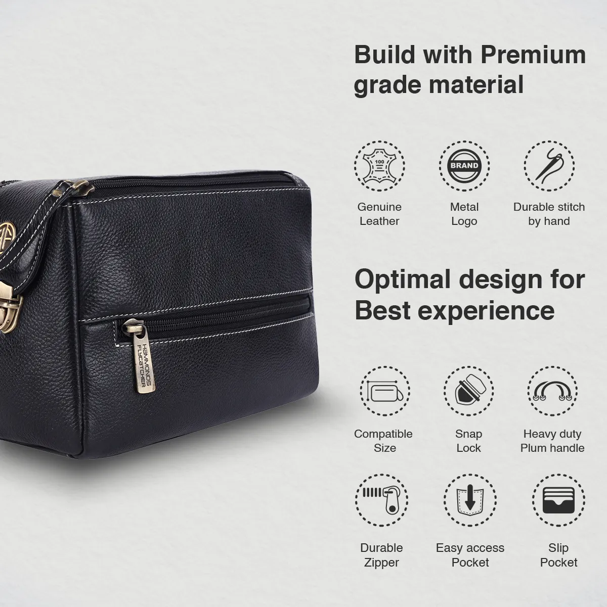 Premium Leather Toiletry Bag For Men And Women