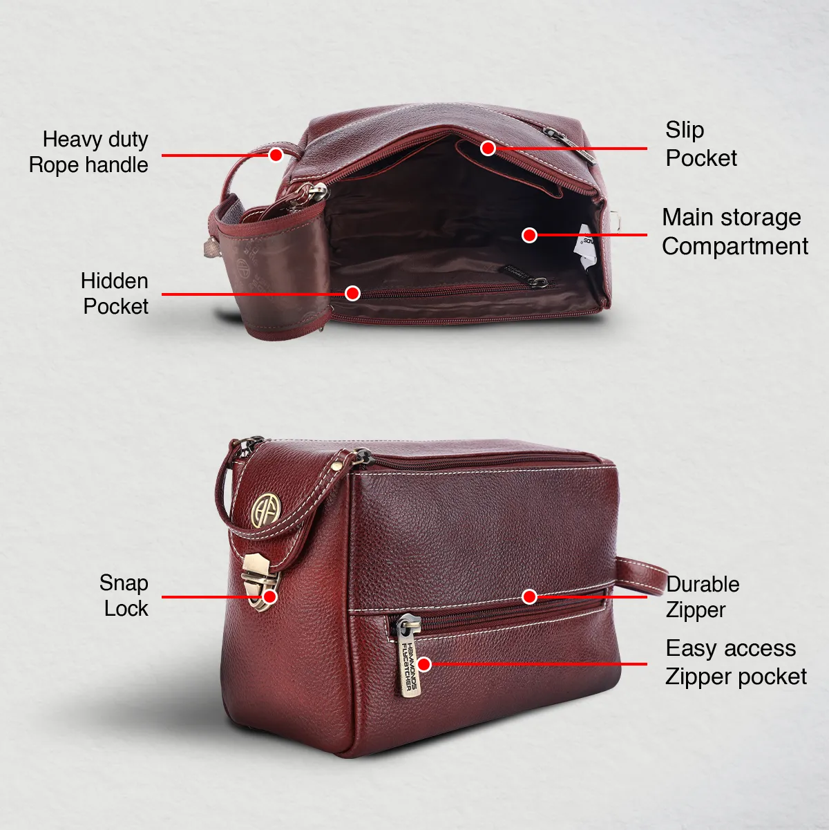 Premium Leather Toiletry Bag For Men And Women