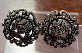 Relios by Carolyn Pollack Sterling Silver 925 Domed Filigree Pierced Earrings