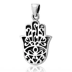 Sterling Silver Ornate Hamsa