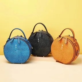 SUWERER Fashion Round Cowhide Leather Handbag