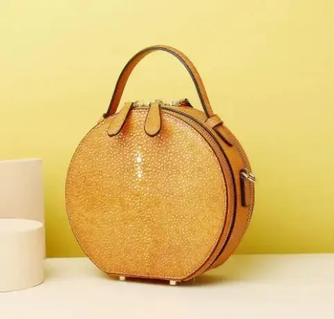 SUWERER Fashion Round Cowhide Leather Handbag