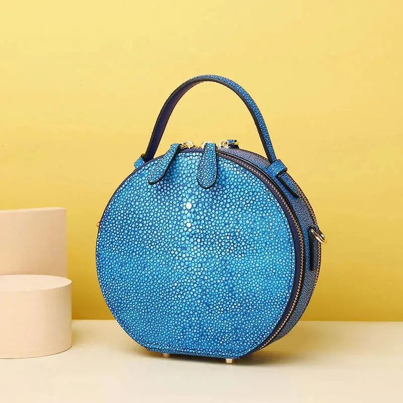 SUWERER Fashion Round Cowhide Leather Handbag