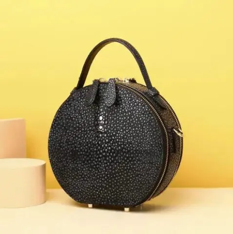 SUWERER Fashion Round Cowhide Leather Handbag