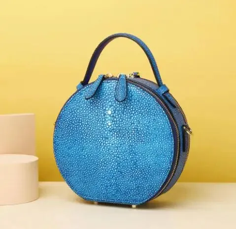 SUWERER Fashion Round Cowhide Leather Handbag