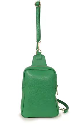 Tara  - Italian Leather Sling Bag - Bright Green, Pebbled