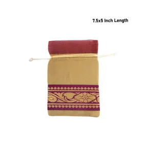 Thamboolam Bag Set - 7.5 x 5 Inches | 5 Pcs/ Jari Border Design Potli Bag/ Tambula Bag for Wedding/ Assorted Colour