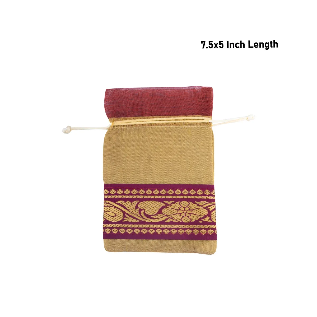 Thamboolam Bag Set - 7.5 x 5 Inches | 5 Pcs/ Jari Border Design Potli Bag/ Tambula Bag for Wedding/ Assorted Colour