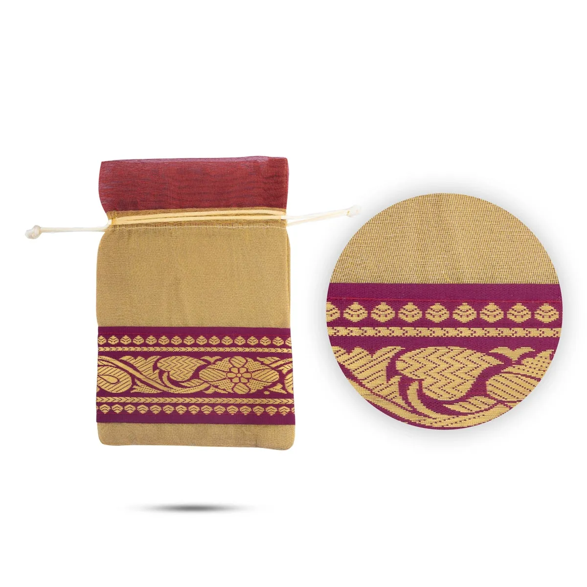 Thamboolam Bag Set - 7.5 x 5 Inches | 5 Pcs/ Jari Border Design Potli Bag/ Tambula Bag for Wedding/ Assorted Colour