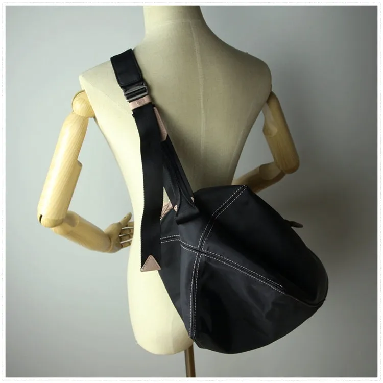 Womens Nylon Pink Large Sling Bag Shoulder Sports Gym Bag Nylon Overnight Crossbody Bag for Ladies